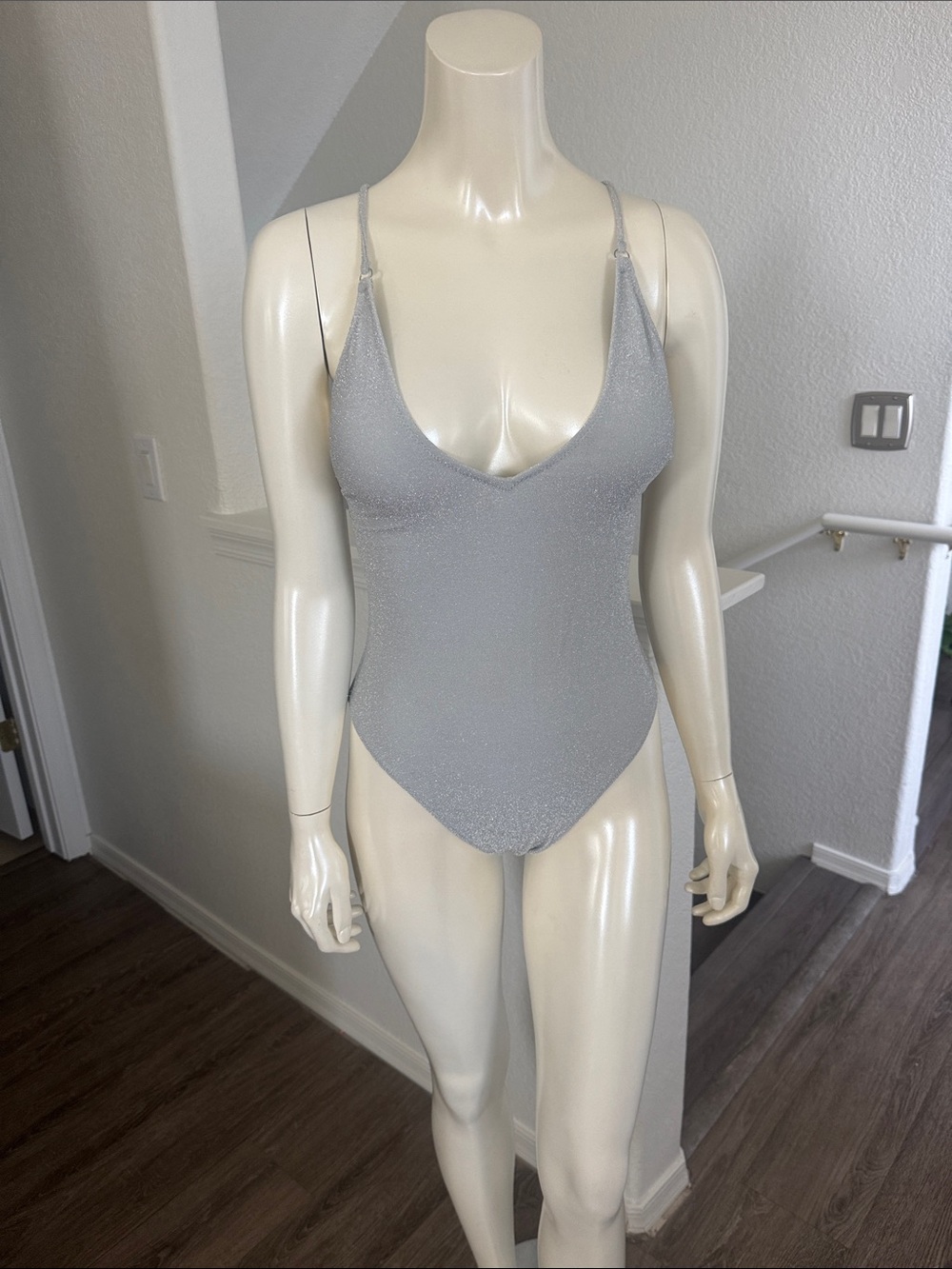 H&M Silver Shimmery One-Piece Swimsuit